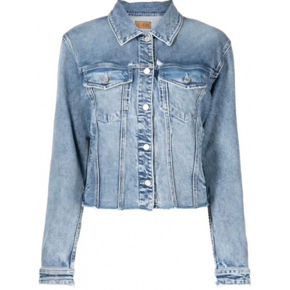 Badgley Mischka Raw Hem Denim Shacket